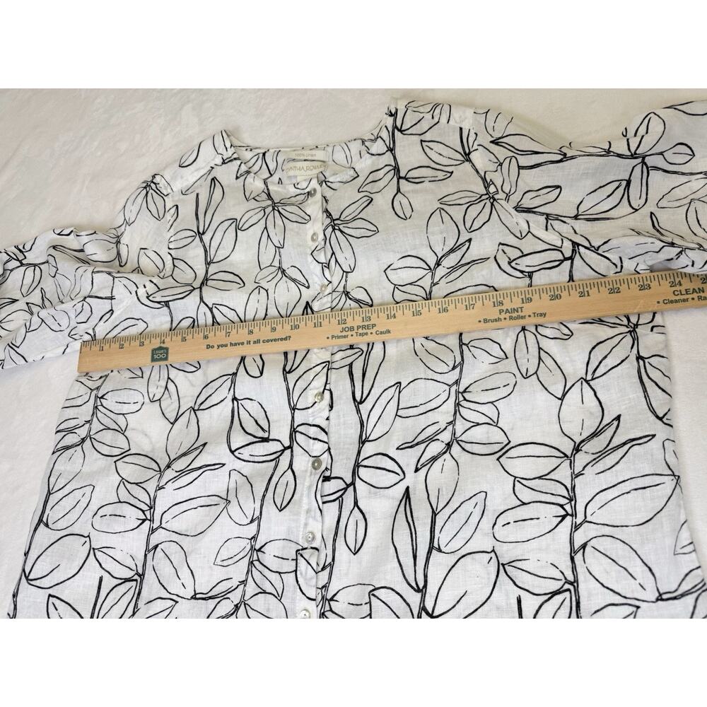 Cynthia Rowley 100% Linen Tunic Women’s Sz 1X Button Down Shirt Leaf Print - Picture 6 of 10